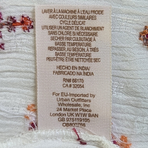 Free People Women's Embroidered Tunic Size XS Ivory/Burgundy Peasant Button - Picture 8 of 8